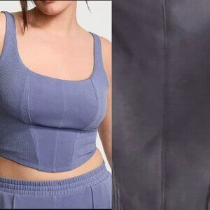 Victoria's Secret VSX Featherweight Knit Tank Top Corset Crop Slate